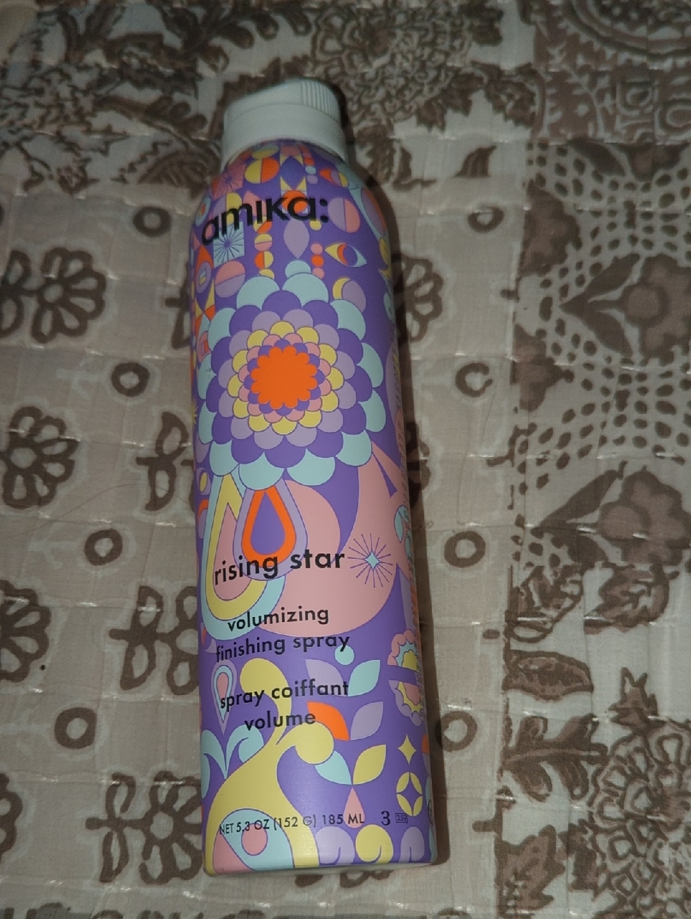 amika Volumizing Finishing Spray — Purple Floral Retro Can